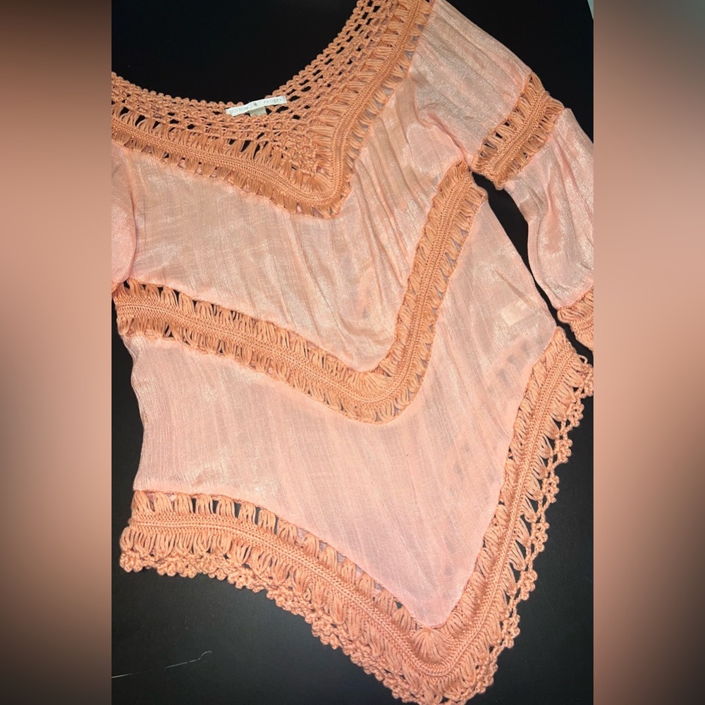 Boston Proper Summer Crocheted Blouse Size Small EUC